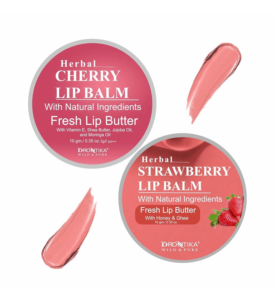 Unisex Herbal Dark And Chapped Lips Cherry &amp; Strawberry Lip Balm Pack Of 2  (10gm)