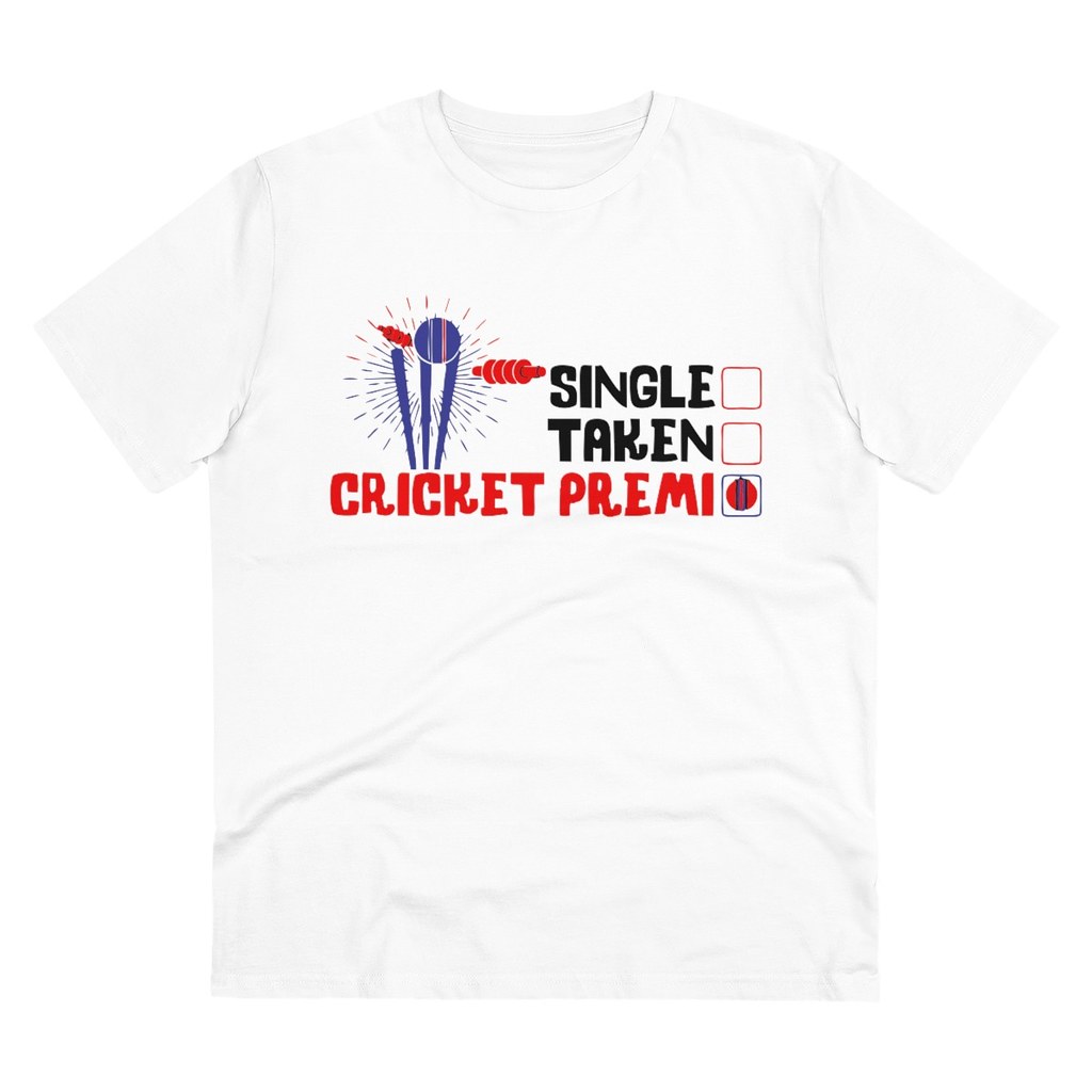 Men's PC Cotton Cricket Design Printed T Shirt (Color: White, Thread Count: 180GSM)