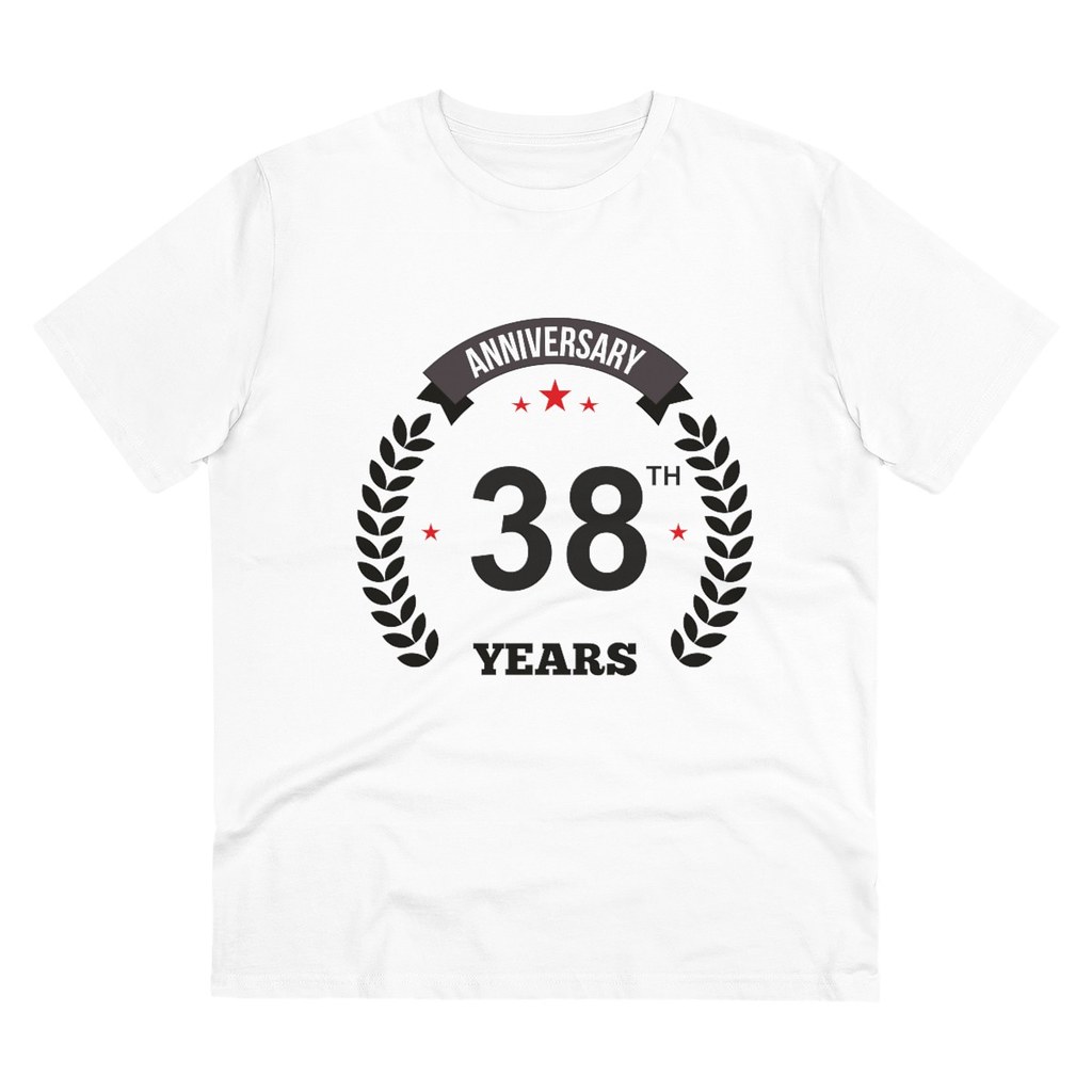 Men's PC Cotton 38th Anniversary Printed T Shirt (Color: White, Thread Count: 180GSM)