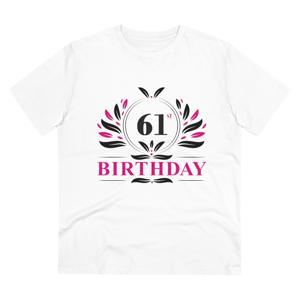 Men's PC Cotton 61st Birthday Printed T Shirt (Color: White, Thread Count: 180GSM)