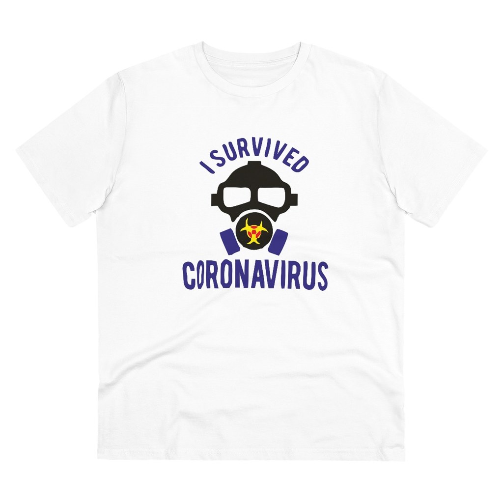 Men's PC Cotton I Survived Coronavirus Printed T Shirt (Color: White, Thread Count: 180GSM)
