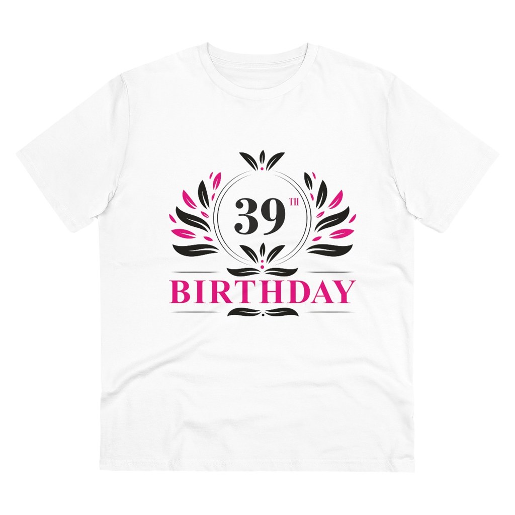 Men's PC Cotton 39th Birthday Printed T Shirt (Color: White, Thread Count: 180GSM)