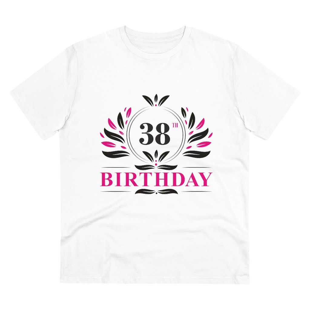 Men's PC Cotton 38th Birthday Printed T Shirt (Color: White, Thread Count: 180GSM)