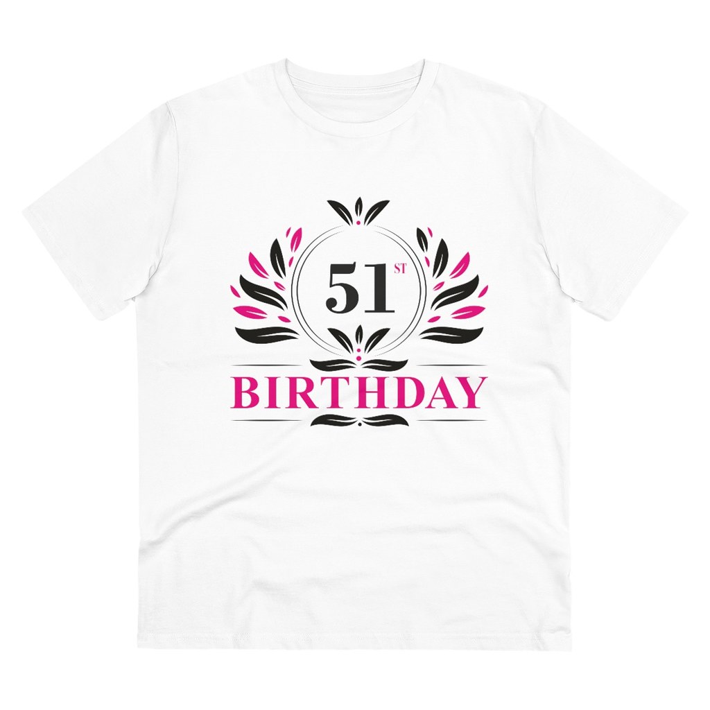 Men's PC Cotton 51st Birthday Printed T Shirt (Color: White, Thread Count: 180GSM)