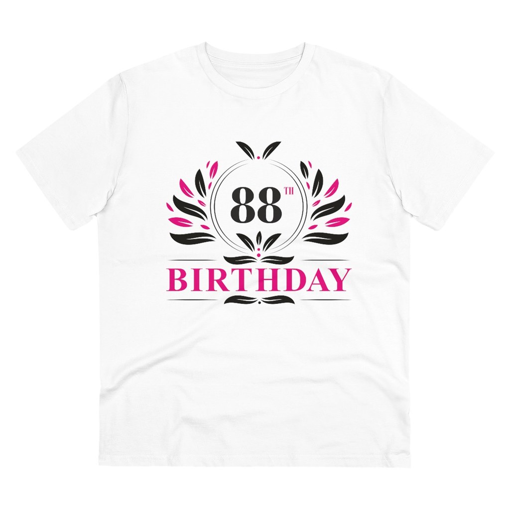Men's PC Cotton 88th Birthday Printed T Shirt (Color: White, Thread Count: 180GSM)