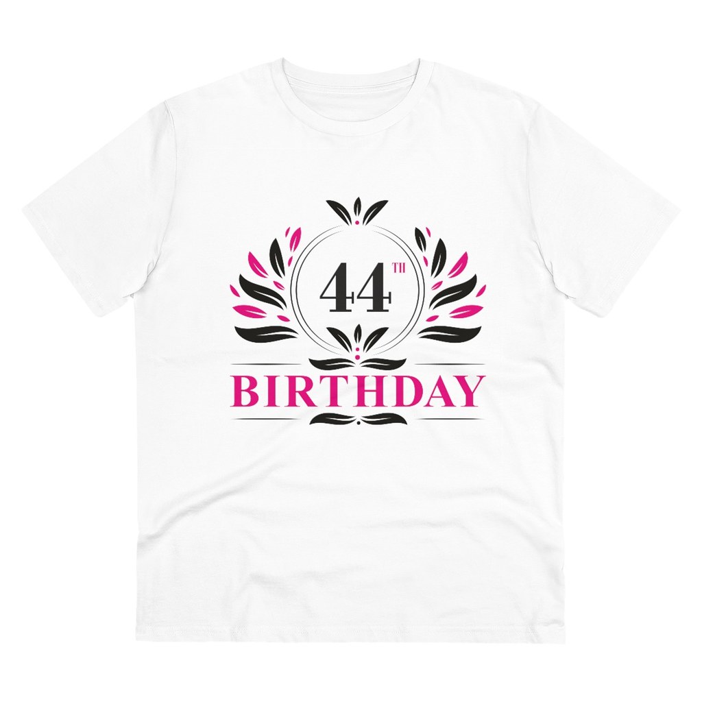 Men's PC Cotton 44th Birthday Printed T Shirt (Color: White, Thread Count: 180GSM)