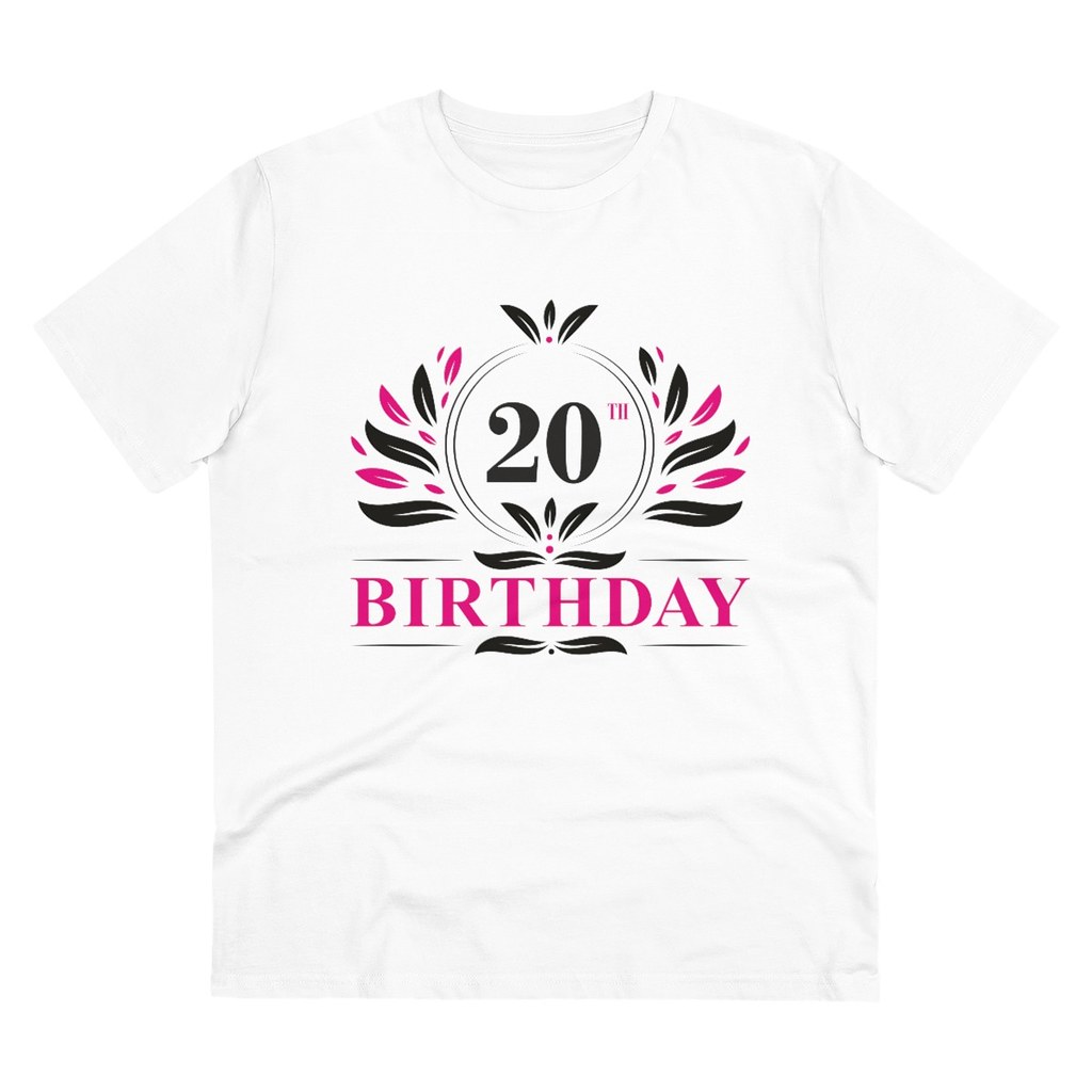 Men's PC Cotton 20th Birthday Printed T Shirt (Color: White, Thread Count: 180GSM)