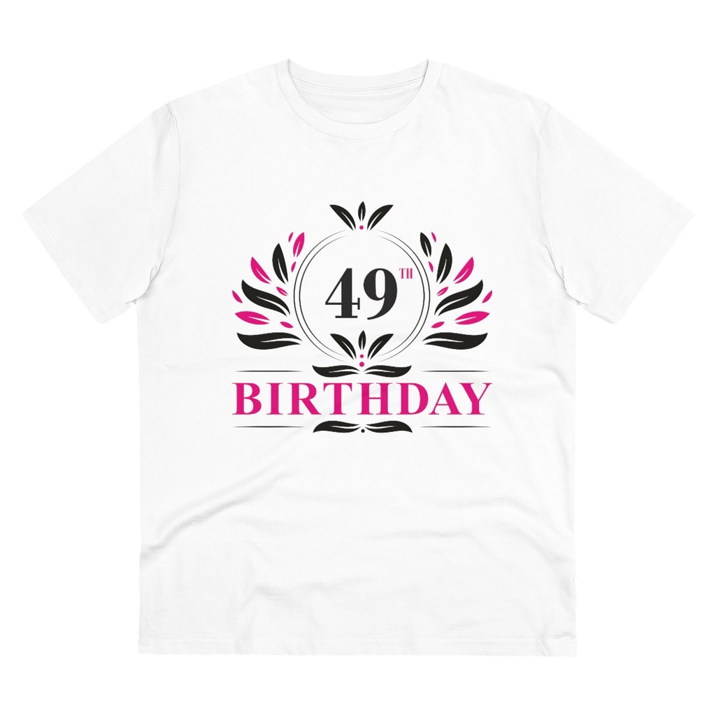 Men's PC Cotton 49th Birthday Printed T Shirt (Color: White, Thread Count: 180GSM)