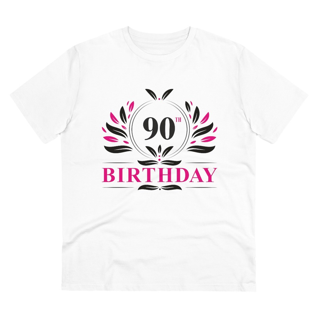 Men's PC Cotton 90th Birthday Printed T Shirt (Color: White, Thread Count: 180GSM)