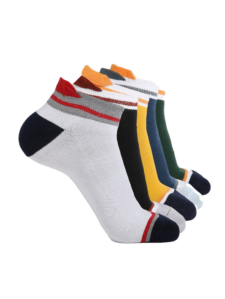 5 Pairs Unisex Casual Cotton Blended Printed Ankle length Socks (Assorted)