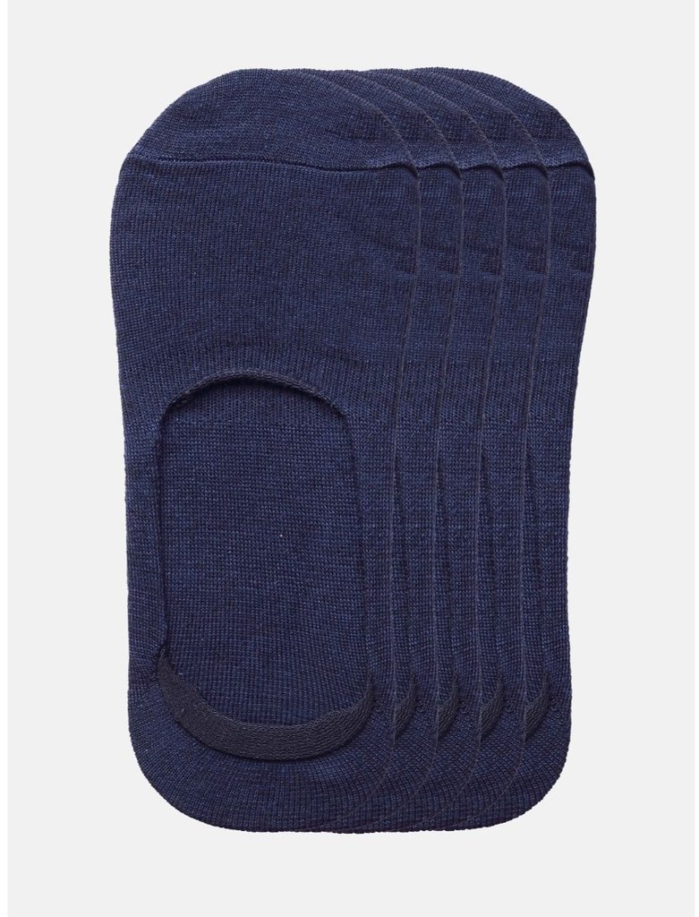 5 Pairs Unisex Casual Cotton Blended Solid No-show Socks (Navy)