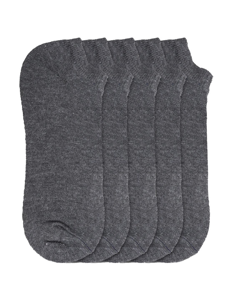 5 Pairs Unisex Casual Cotton Blended Solid Ankle length Socks (Dark Grey)