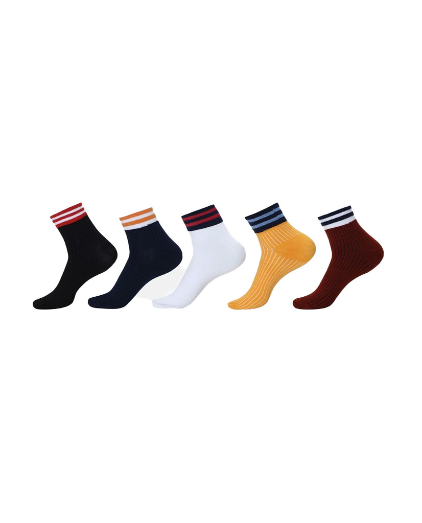 5 Pairs Unisex Casual Cotton Blended Printed Ankle length Socks (Assorted)