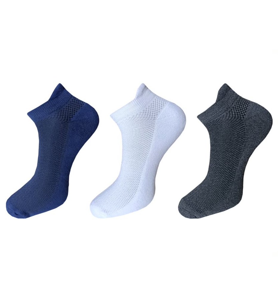 3_Pair Set Unisex Casual Cotton Solid Ankle Length Socks (Multicolor)