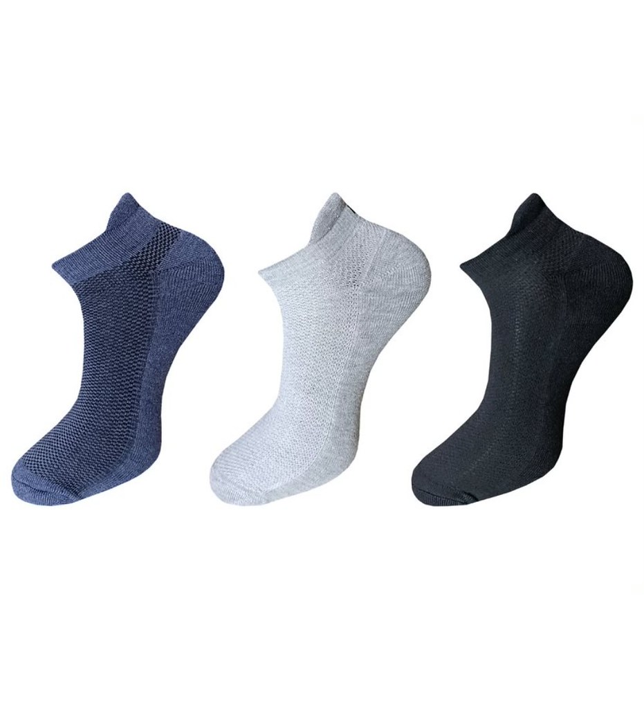 3_Pair Set Unisex Casual Cotton Solid Ankle Length Socks (Multicolor)
