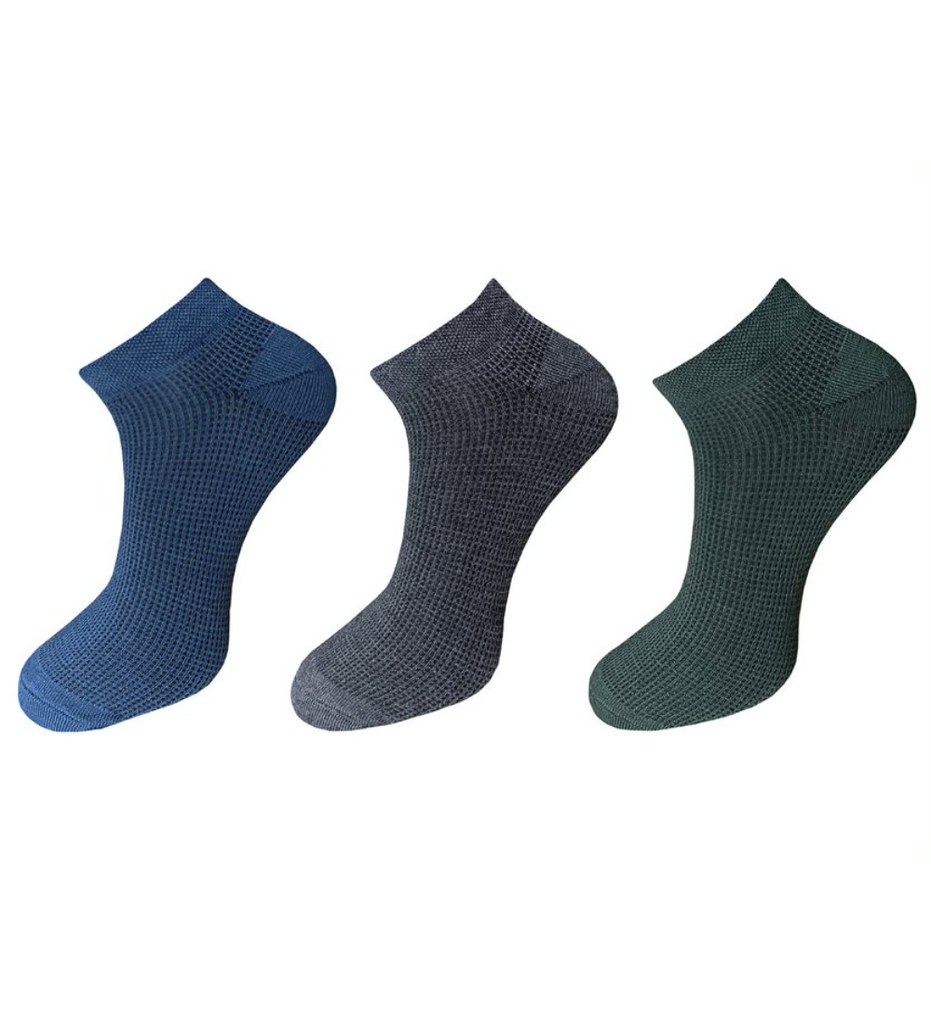3_Pair Set Unisex Casual Cotton Solid Ankle Length Socks (Multicolor)