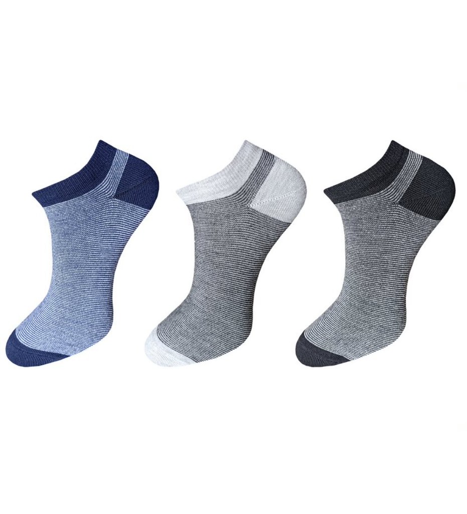 3_Pair Set Unisex Casual Cotton Striped Ankle Length Socks (Multicolor)