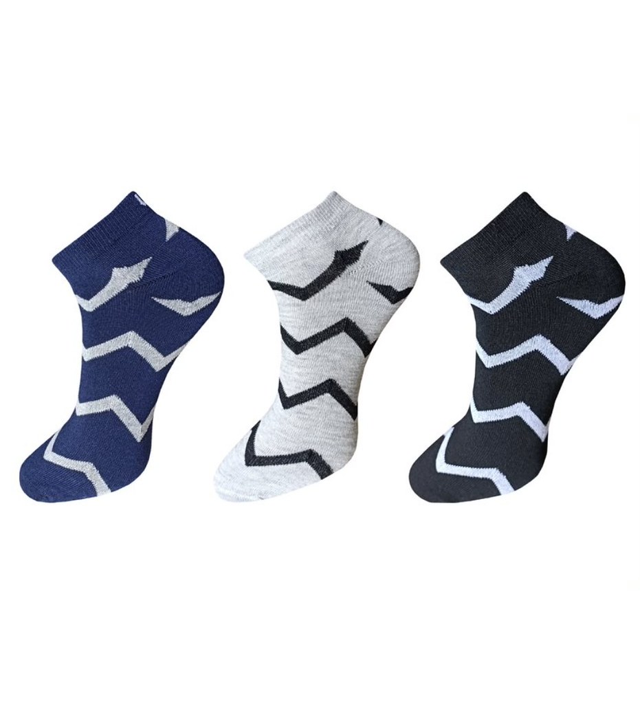 3_Pair Set Unisex Casual Cotton Printed Ankle Length Socks (Multicolor)