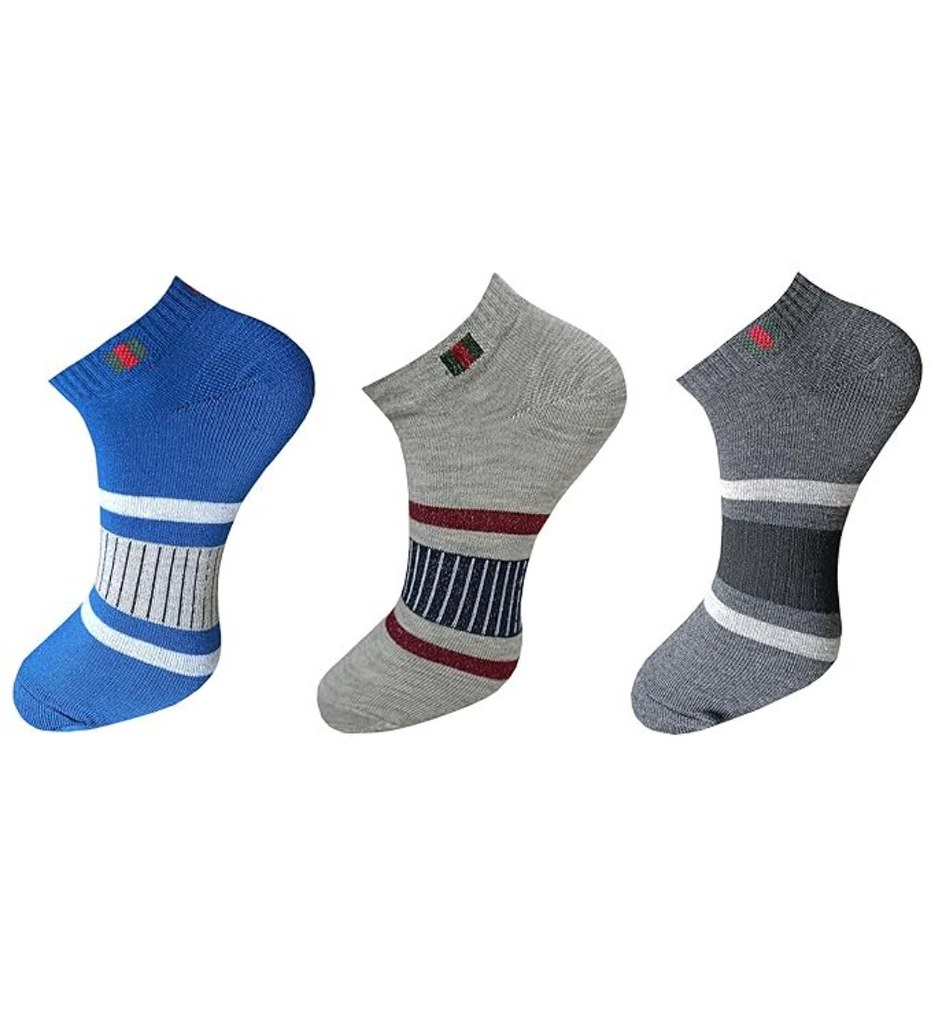 3_Pair Set Unisex Casual Cotton Printed Ankle Length Socks (Multicolor)