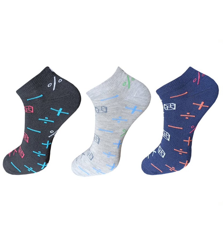 3_Pair Set Unisex Casual Cotton Printed Ankle Length Socks (Multicolor)