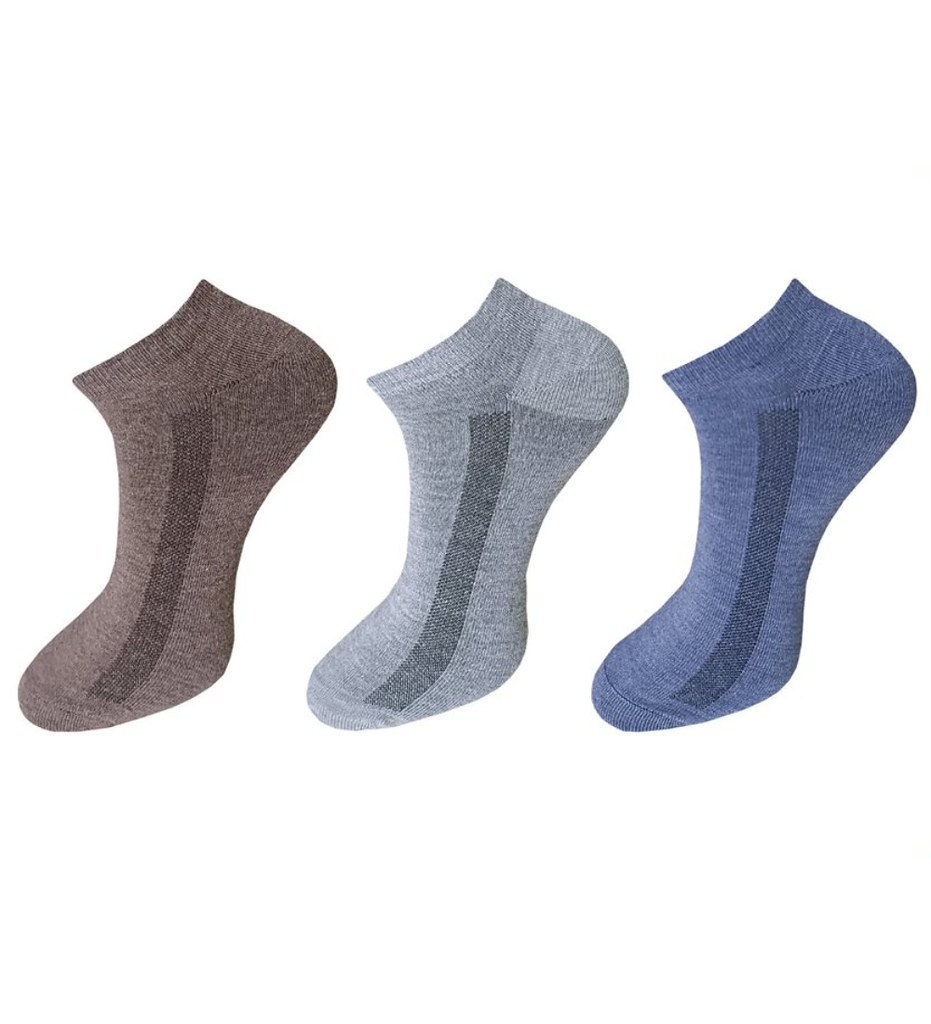 3_Pair Set Unisex Casual Cotton Solid Ankle Length Socks (Multicolor)
