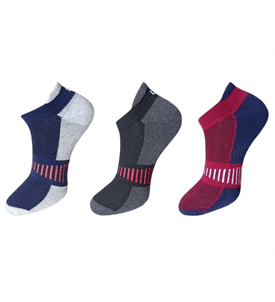 3_Pair Set Unisex Casual Cotton Striped Ankle Length Socks (Multicolor)