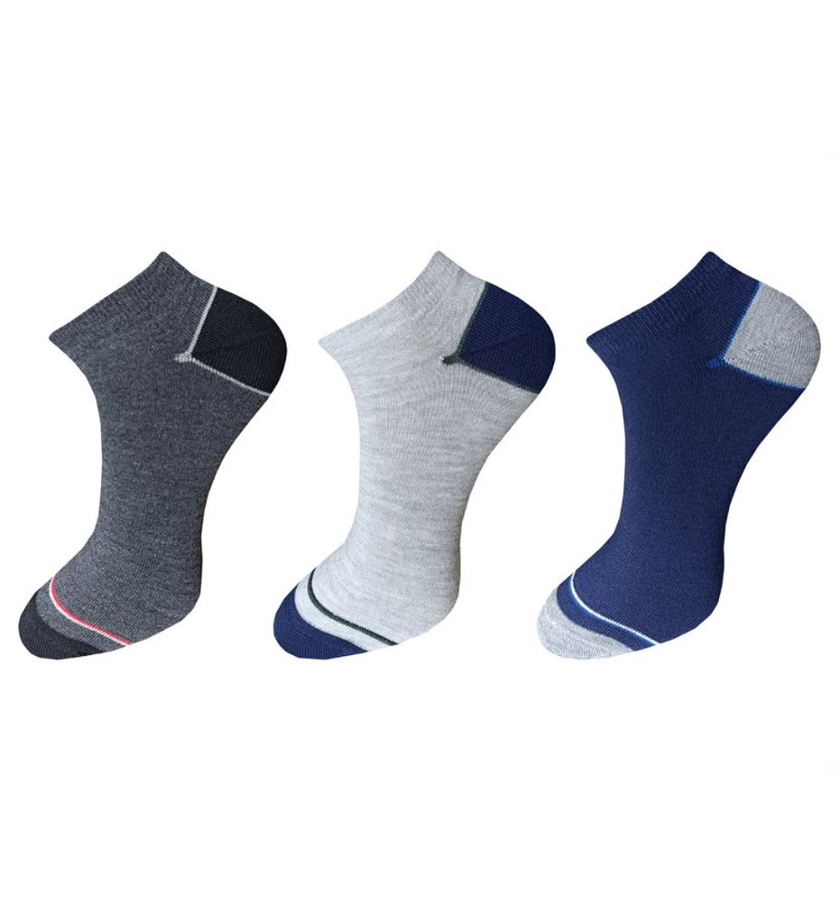 3_Pair Set Unisex Casual Cotton Solid Ankle Length Socks (Multicolor)