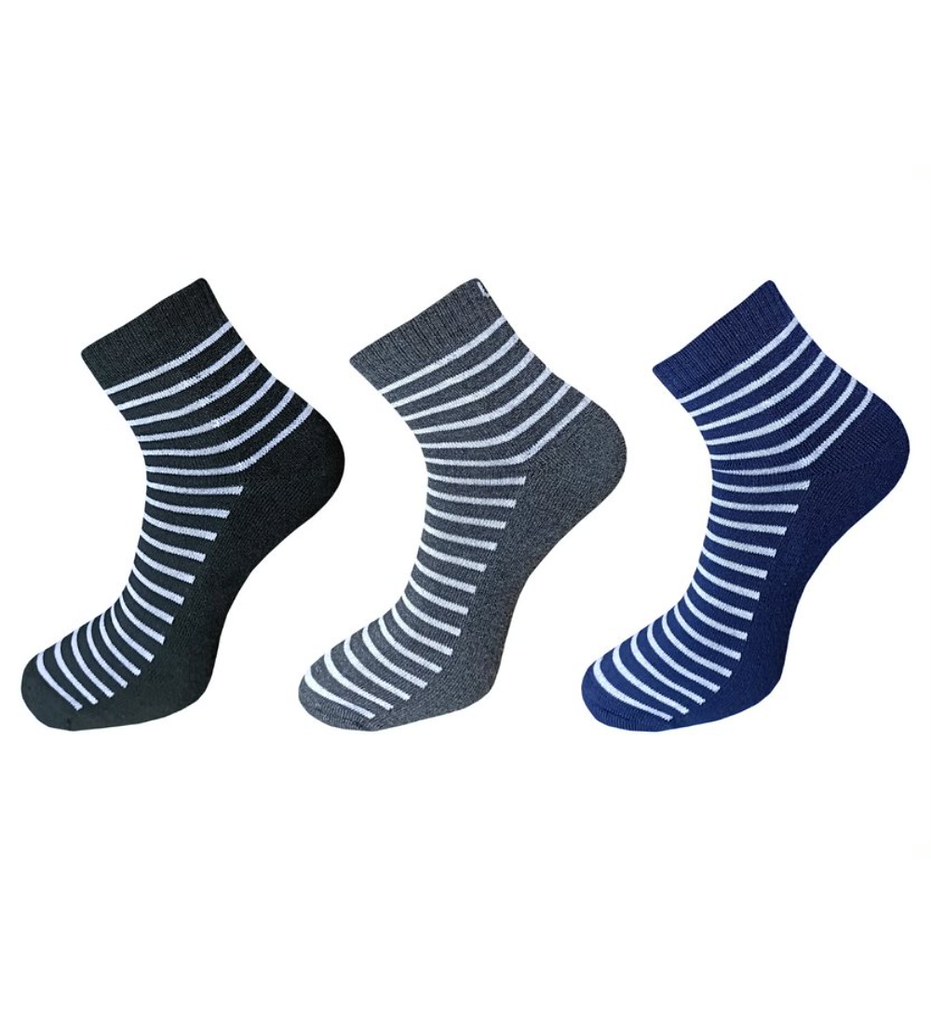 3_Pair Set Unisex Casual Cotton Printed Ankle Length Socks (Multicolor)