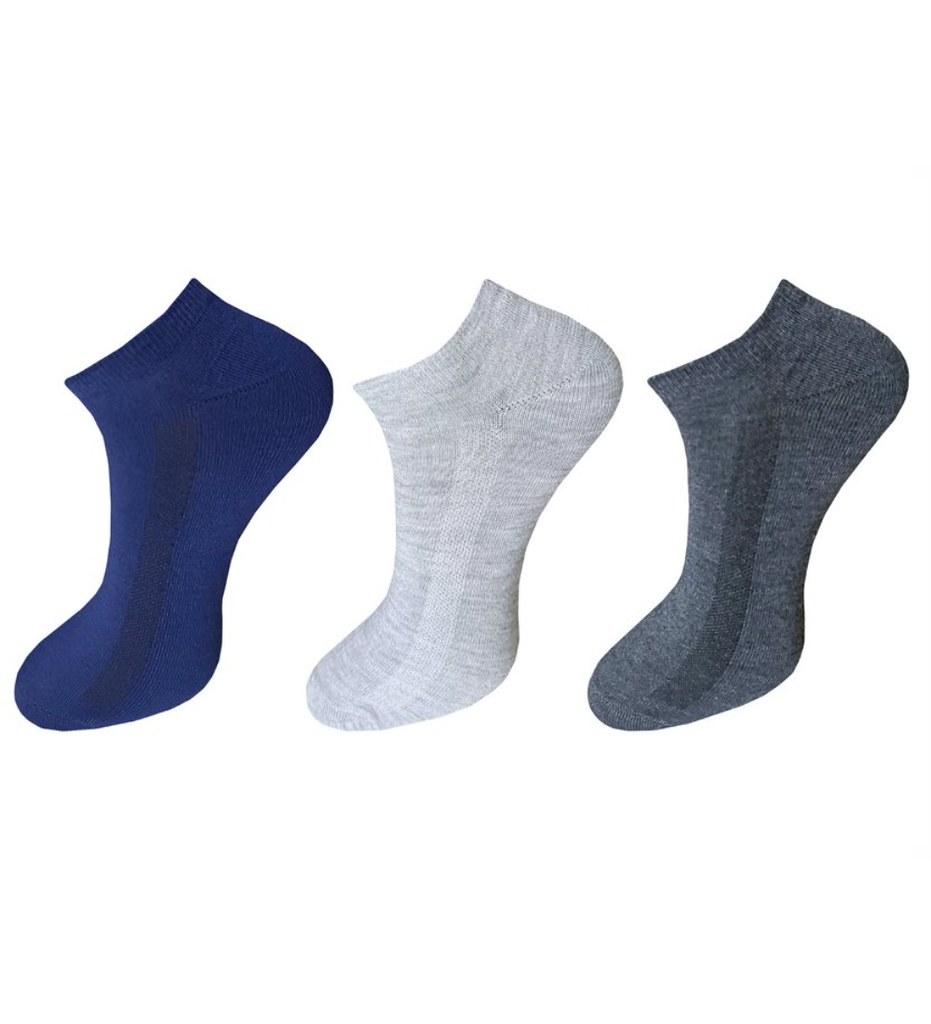 3_Pair Set Unisex Casual Cotton Solid Ankle Length Socks (Multicolor)