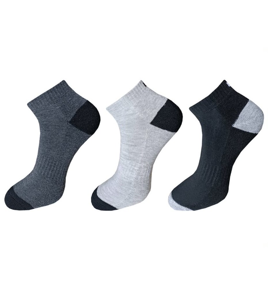 3_Pair Set Unisex Casual Cotton Solid Ankle Length Socks (Multicolor)