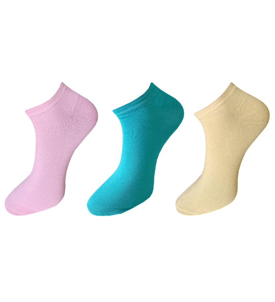 3_Pair Set Unisex Casual Cotton Solid Ankle Length Socks (Multicolor)