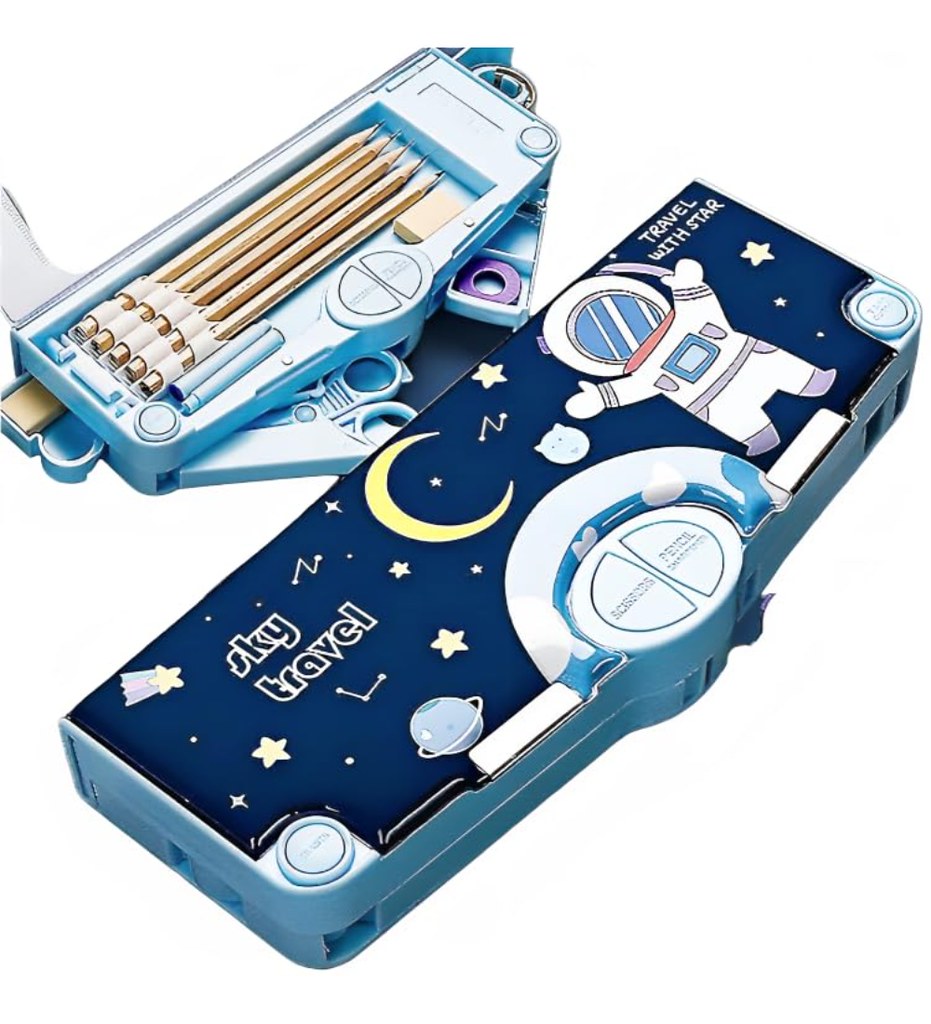 Plastic Magnetic Pencil Case With Sharpener Compass Box For Kids (Multicolor )