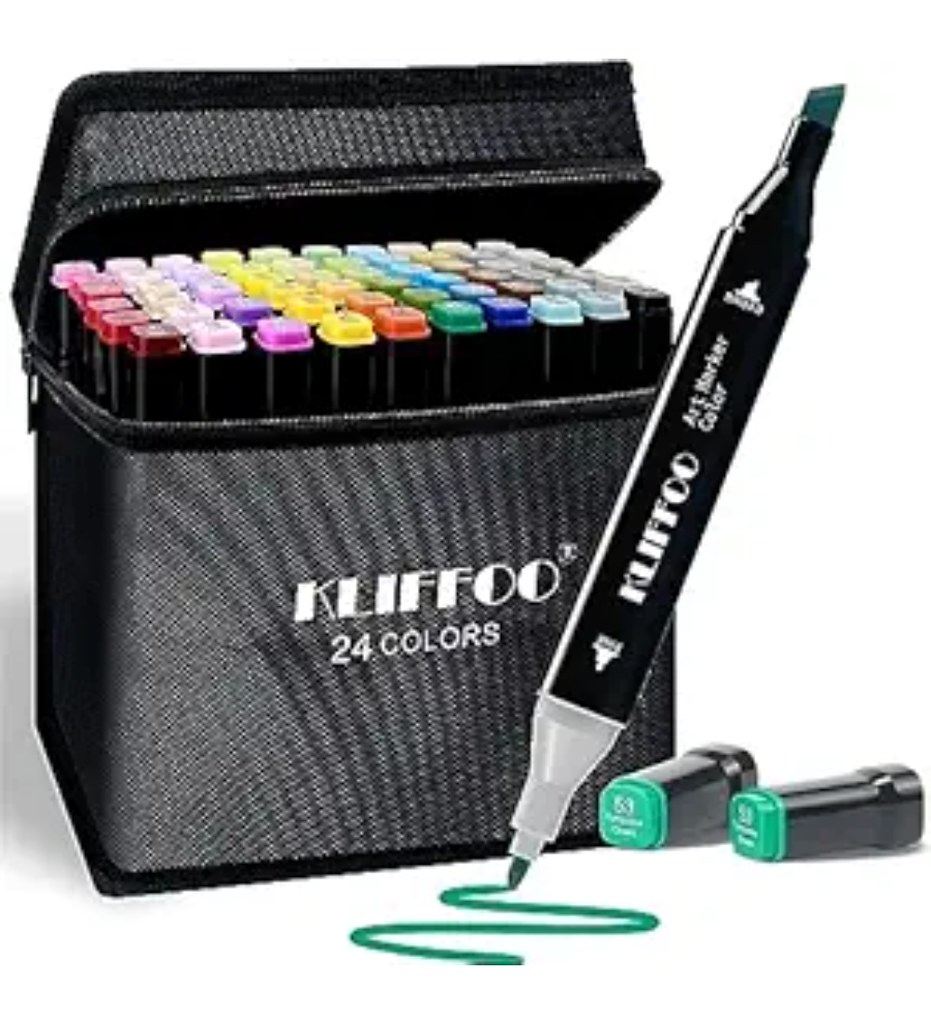 Plastic 24Pcs Colors Art Markers Sketch Pen Dual Tip Artist Art Marker (Multicolor )