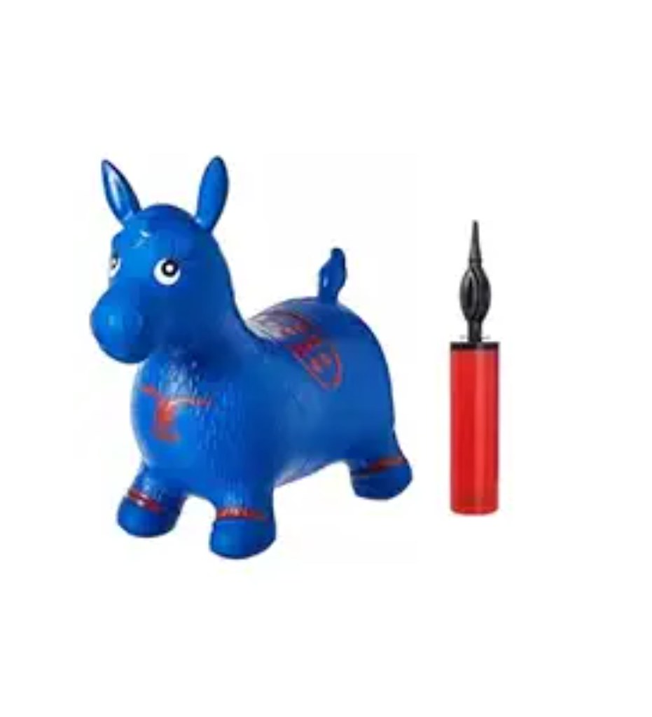 â€Žâ€ŽPlastic Inflatable Jumping And Riding Horse Air Animal Shape Jumping Toys (Multicolor )
