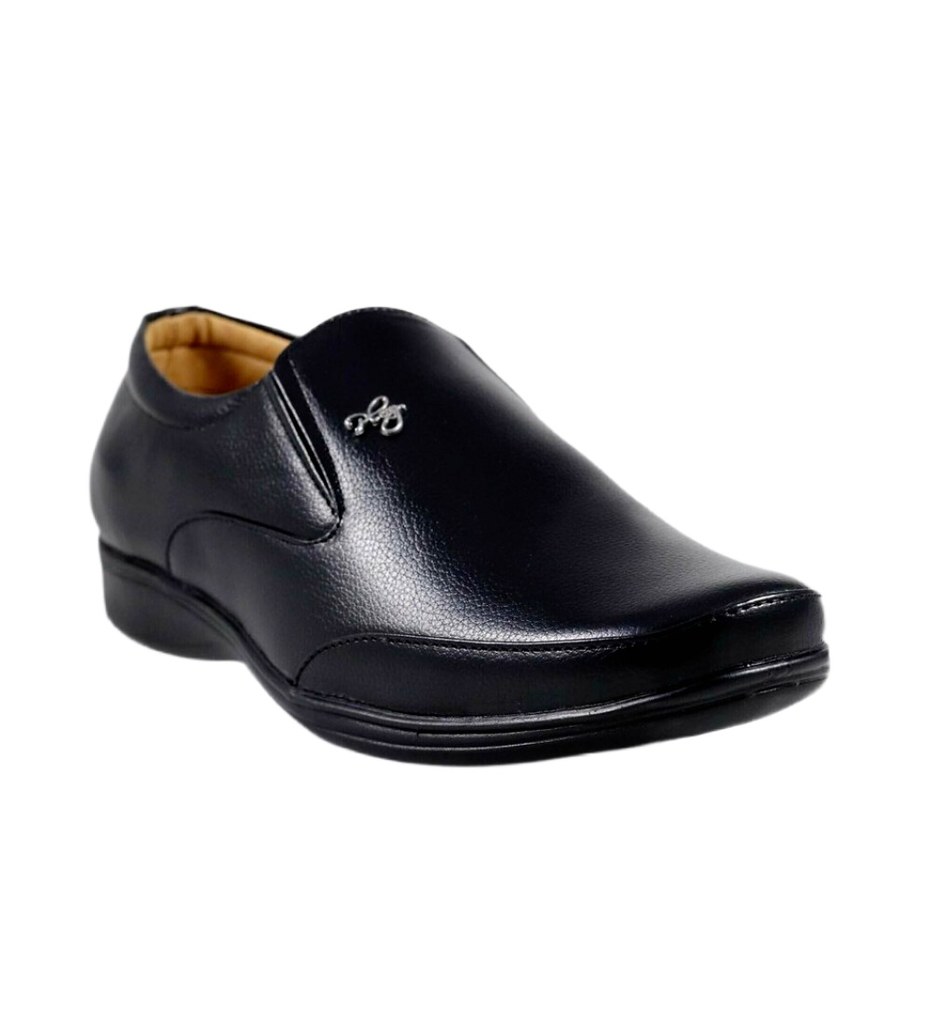Men's Solid Synthetic Leather Formal Shoes (Black)
