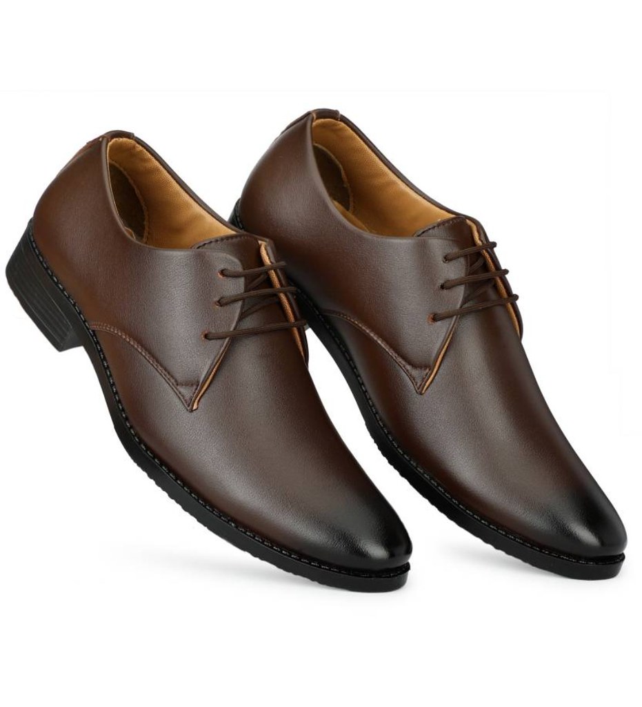 Men's Faux Leather Formal Shoes (Brown)