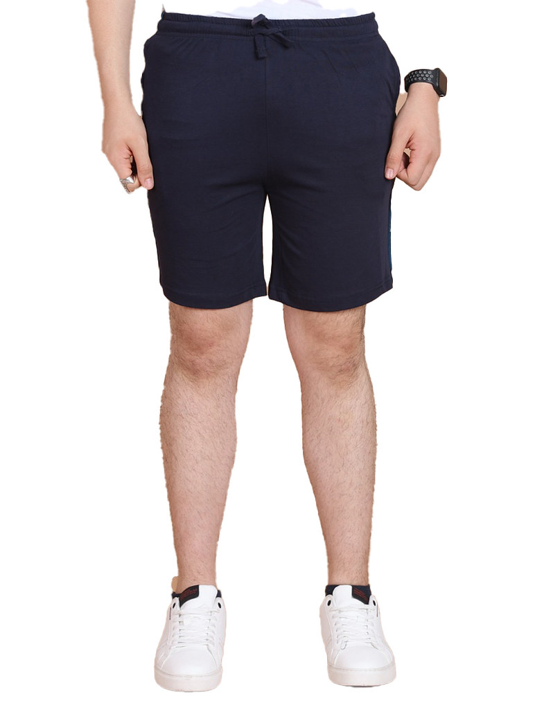 Men's Casual Cotton Striped Above knee Shorts (Navy)