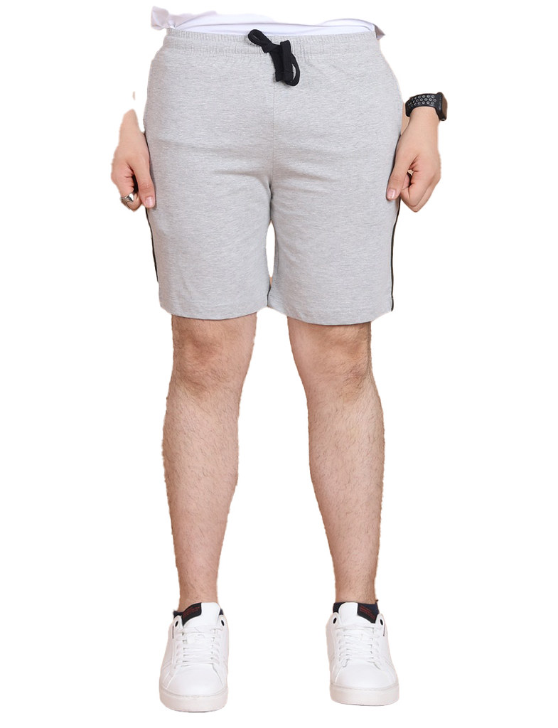 Men's Casual Cotton Striped Above knee Shorts (Greymelange)