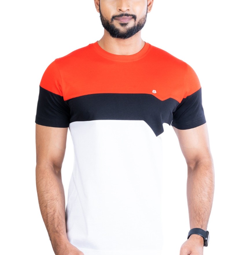 Men's Casual Cotton Printed Round Neck Half Sleeve T-Shirt (Red)