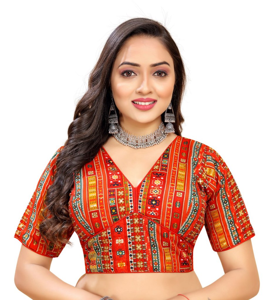 Women'sCotton Blend Plain Readymade Blouse (Red, Size: Free Size)