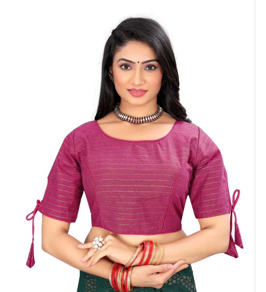 Women'sCotton Thread Work Readymade Blouse (Barbie Pink, Size: Free Size)
