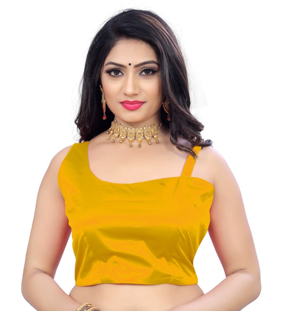 Women'sSatin Satin Readymade Blouse (Mustard, Size: Free Size)