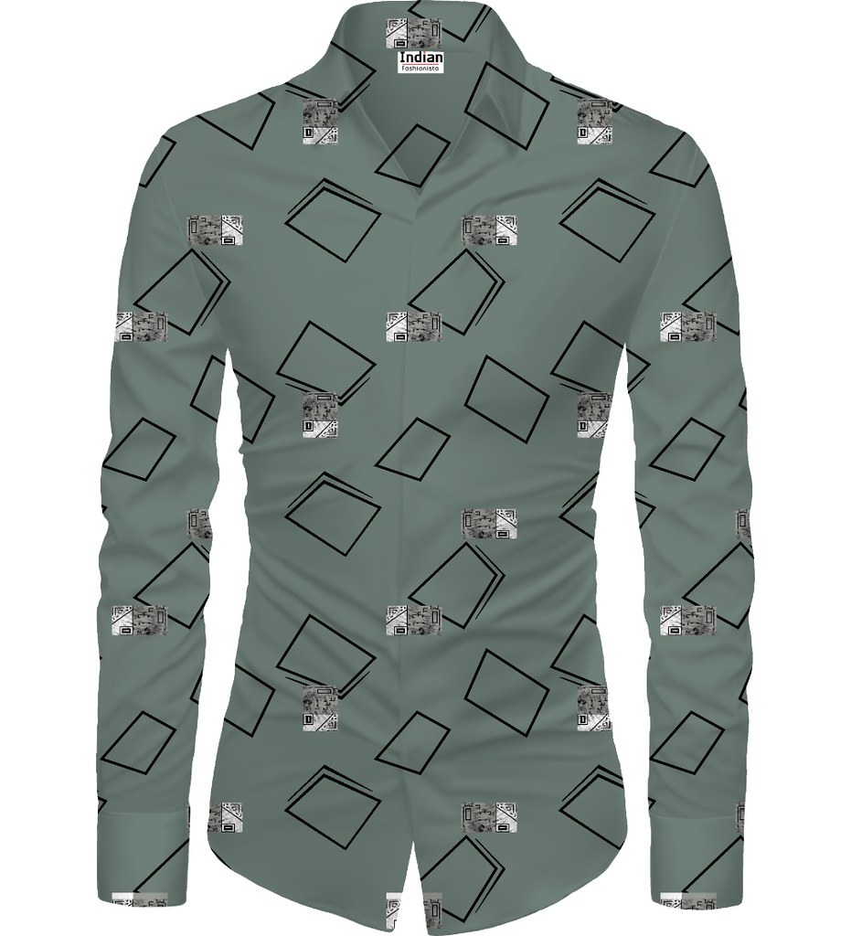 Men's Casual Floral Printed Cotton Blend Unstitched Shirt Fabric 1.6 Mtrs (Grey)