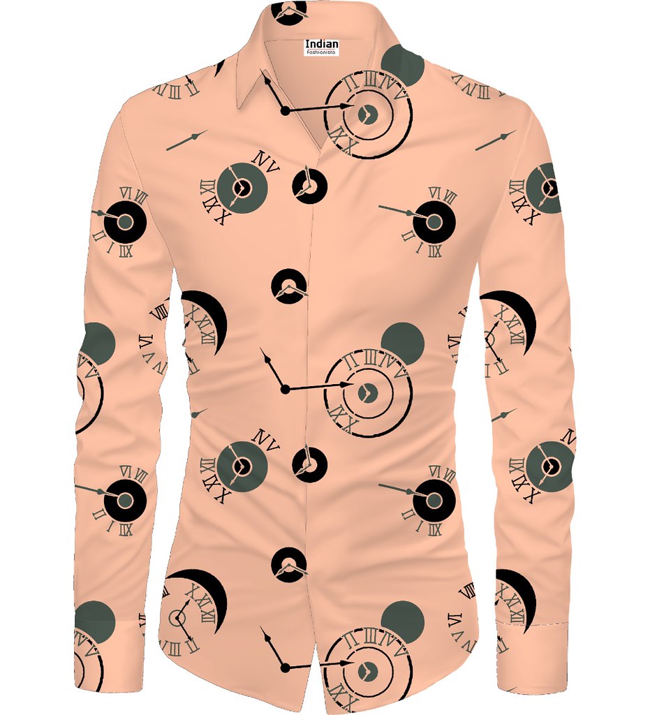 Men's Casual Floral Printed Cotton Blend Unstitched Shirt Fabric 1.6 Mtrs (Orange)