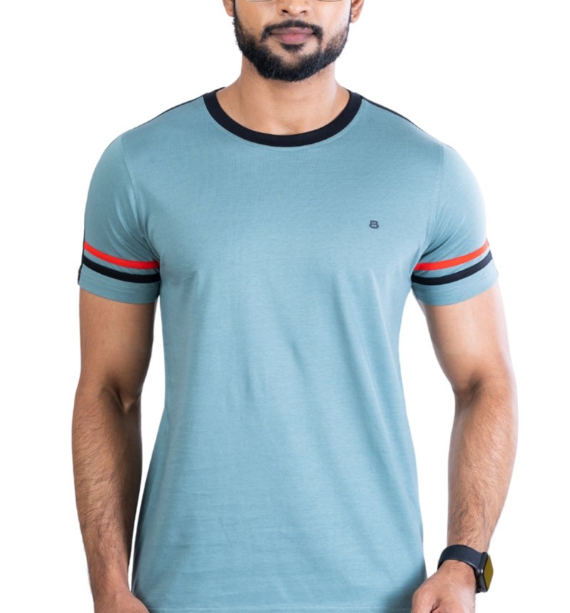 Men's Casual Cotton Printed Round Neck Half Sleeve T-Shirt (Grey)