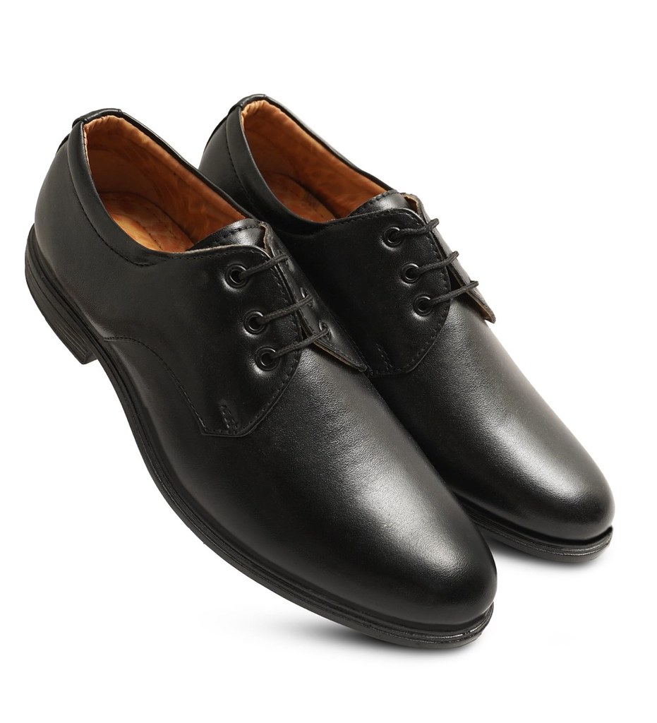 Men's Casual Faux Leather Solid Lace-Up Formal Shoes (Black)