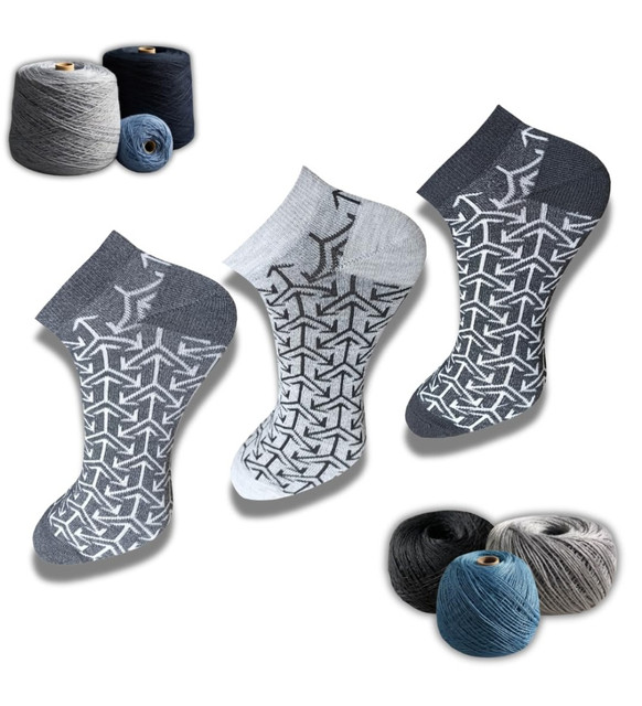 3_Pair Set Unisex Casual Cotton Printed Low Cut Socks (Multicolor)