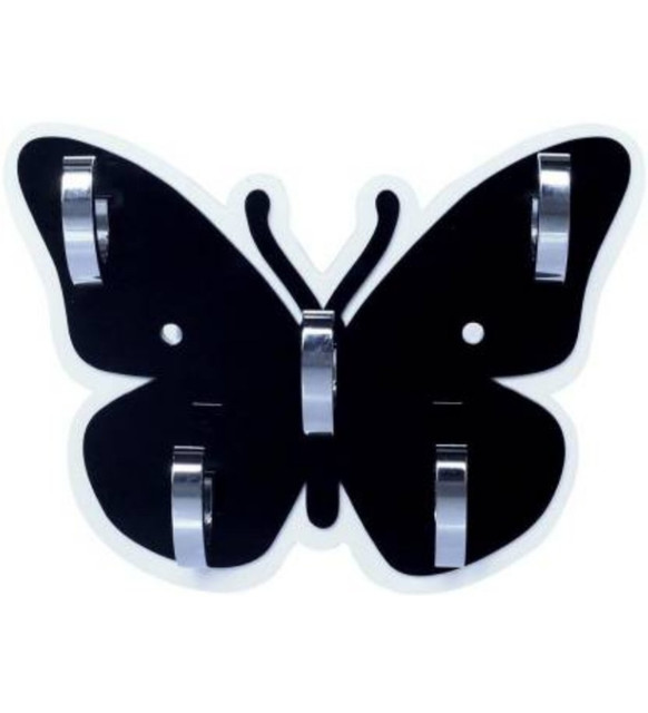 Pack Of 2_Butterfly Key Holder  Decorative Wall Mount Key Organizer (Color: Black)