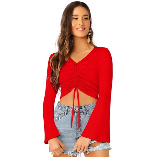  Women's 95% Polyester 5% Spandex Western Wear Tops (Red) 