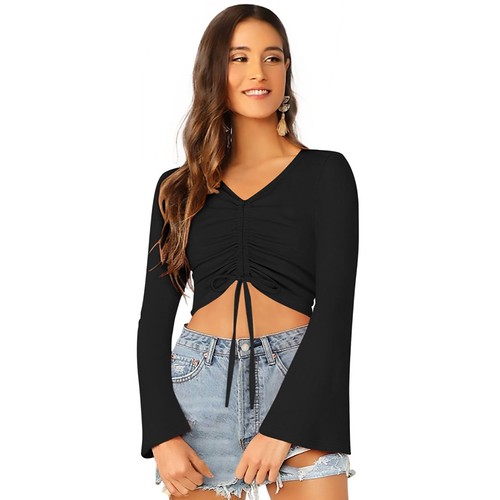 Women's 95% Polyester 5% Spandex Western Wear Tops (Black) 